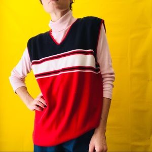 90s Red & Blue Union Bay Striped Sweater Vest Vtg